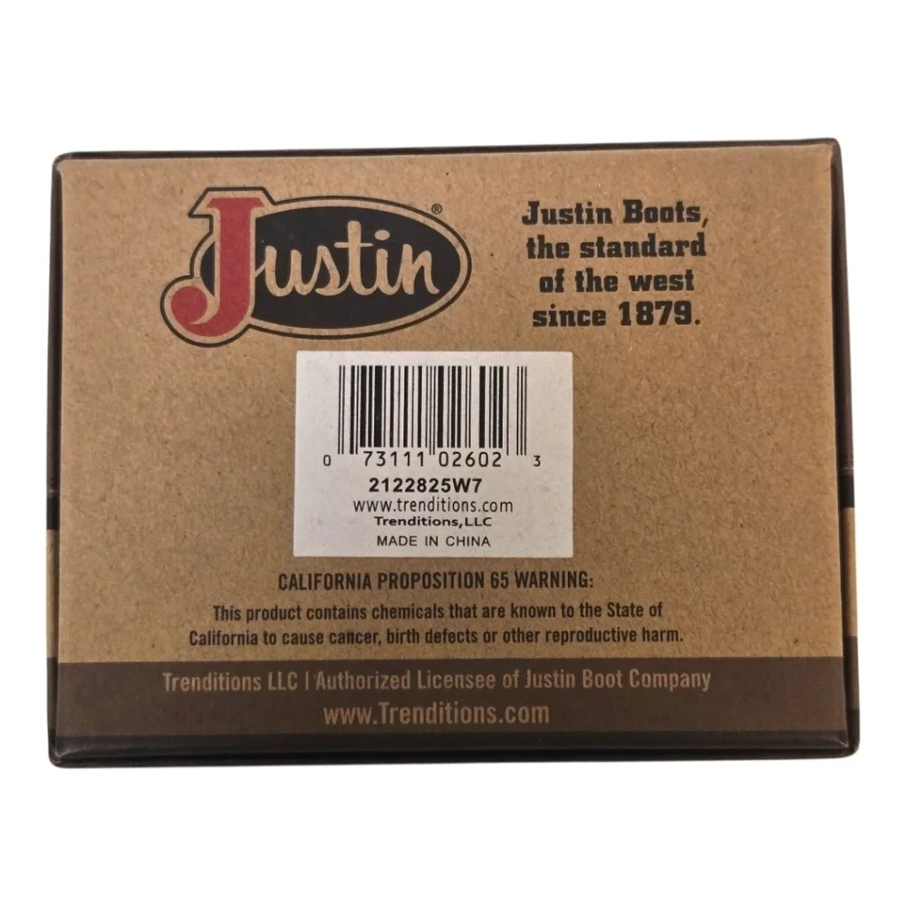 Justin Western Brown Leather Logo RFID Gusset Card Wallet New